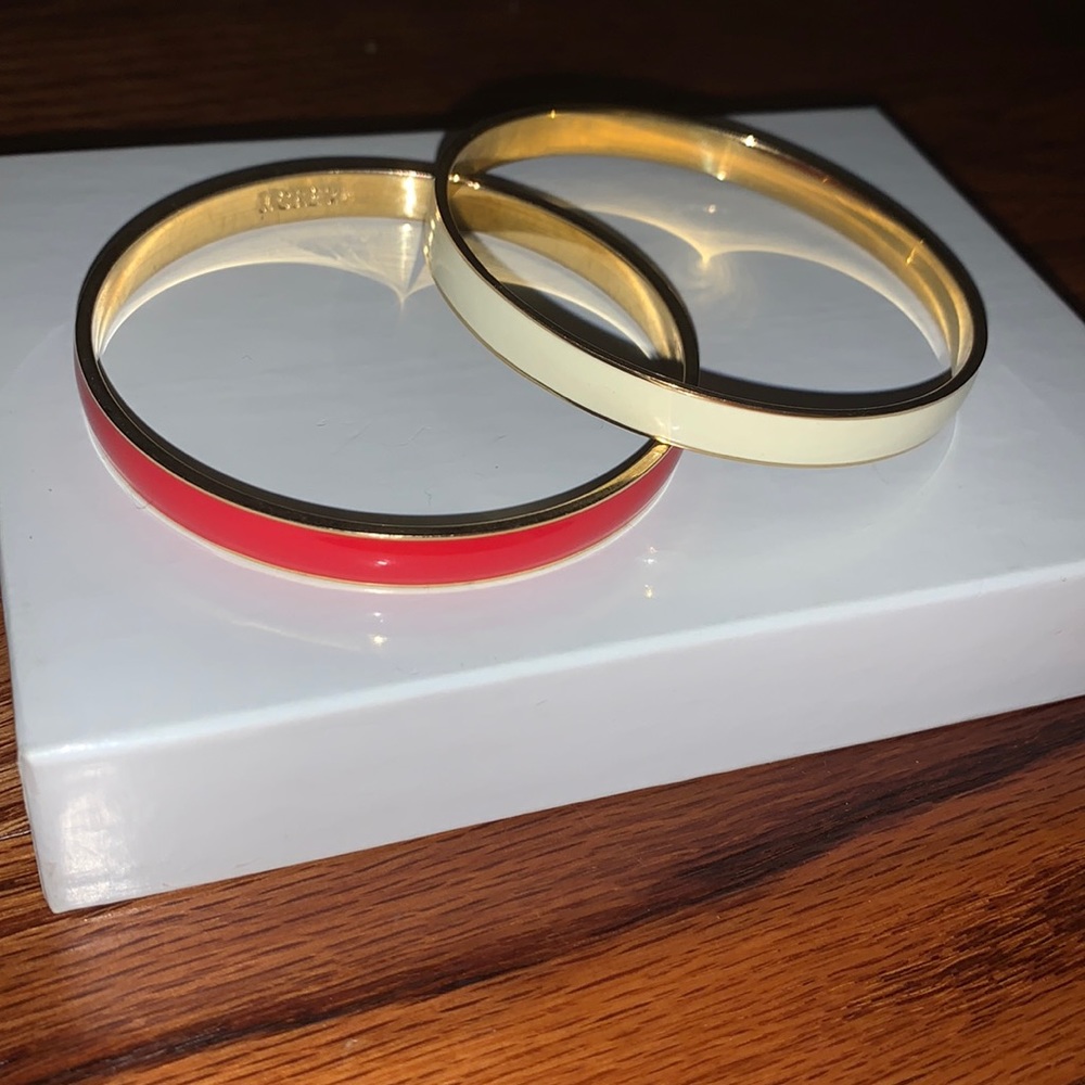 J Crew Red and White with Gold Bangles